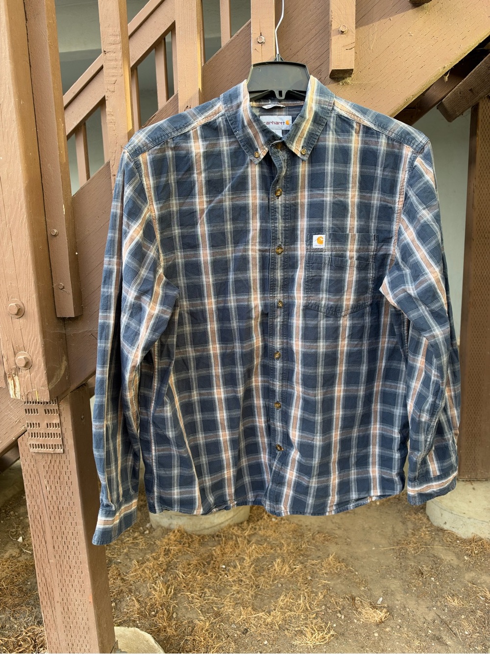 Carhartt Blue and Tan Plaid Relaxed Fit Shirt Jacket